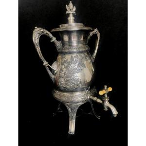 Austrian Art Nouveau Silver-plated Metal Samovar 