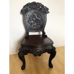 Chinese Armchair With Dragons In Hongmu Wood