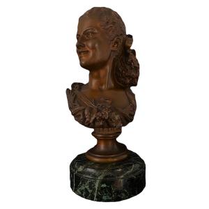 Bronze Bust Of A Young Woman "the Lilac" By Antonio Giovanni Lanzirotti