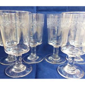 6 Verres à Eau XIXeme Gravés