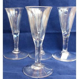 4 Small 18th Century Cornet Glasses