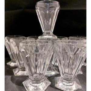 9 Wine Glasses - Thick Glass - Early 20th Century