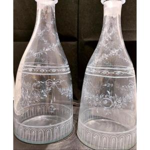 Pair Of 18th Century Engraved Carafes