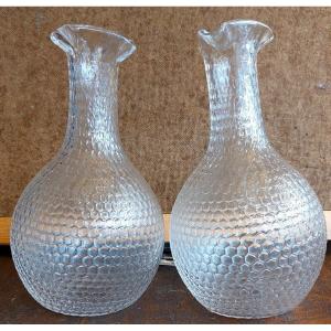 Pair Of 19th Century “honeycomb” Carafes