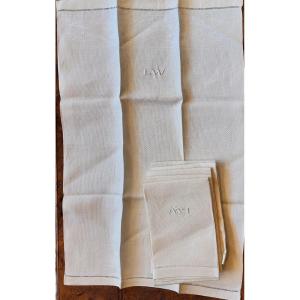 6 Monogrammed Honeycomb Napkins Lw