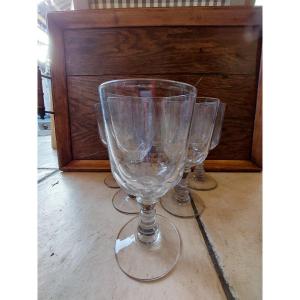 6 Water Glasses XIXth Jambe Diabolo