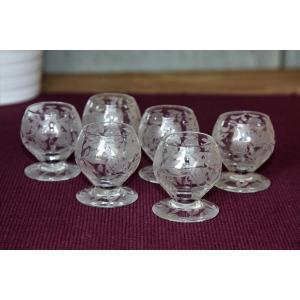 Set Of 6 Baccarat Crystal Wine Glasses, Fontenay Model