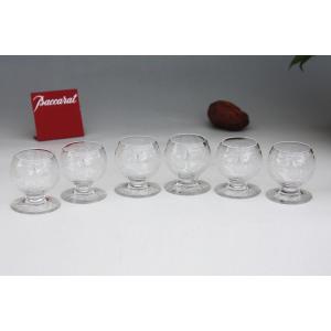 Set Of 6 Baccarat Crystal Aperitif Glasses, Fontenay Model