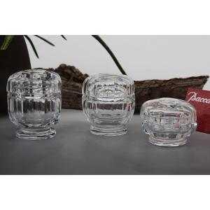 Set Of 3 Baccarat Crystal Toilet Boxes, Malmaison Model