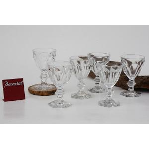 Set Of 6 Baccarat Crystal Burgundy Wine Glasses, Harcourt Pattern