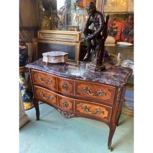 Sauteuse Commode Louis XV Style In Marquetry