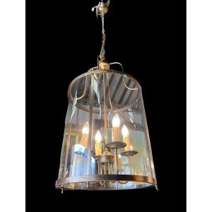 Important Cylindrical Brass Lantern In Louis XVI Style 