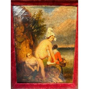 Oil On Canvas, Early 19th Century, Coming Out Of The Bath