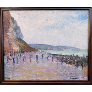 Post-impressionist Landscaper From Etretat Signed Cauchois (1850-1911) Alabaster Coast, Normandy 