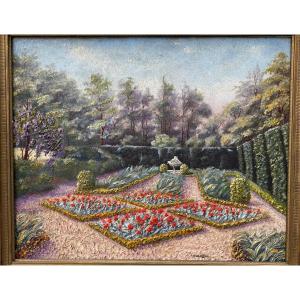 Countryside Landscape, View Of A Garden, Flowerbed, 20th Century