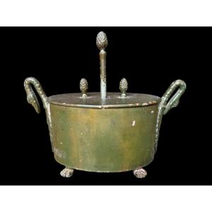 Empire / Restoration Period Sheet Metal Egg Pan, Swan Neck, Claw Foot 