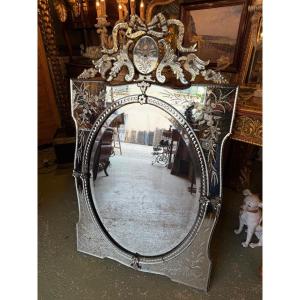 Venetian Mirror / Venetian Glass With Parecloses, Early 20th Century