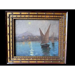 Old Marine, Landscape Of The Italian Coasts, Early 20th Century, Signed