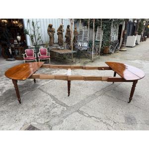 Large 6-legged Mahogany Table, Louis Philippe Period, 19th Century