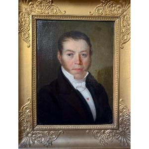 Portrait Of A Swiss Man, Oil On Canvas, 19th Century, Signed L. Justin Ritz Vàles 1836