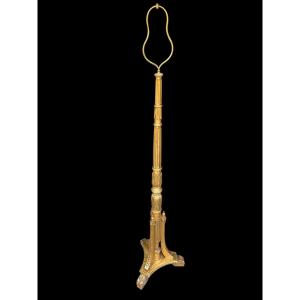 Louis XVI Style Floor Lamp In Gilded Wood, Early 1900s
