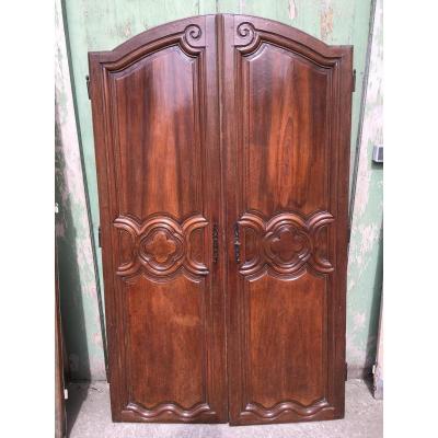Pair Of Doors In Walnut, Louis XIV, 18th Century.