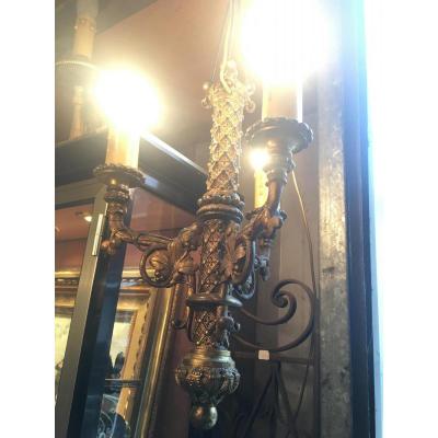 Chandelier Bronze Chiseled Nineteenth Gothic Revival