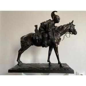 Bronze Rider Signed Francesco Ferruccio Crespi (1861-1891) Savoy, Italy
