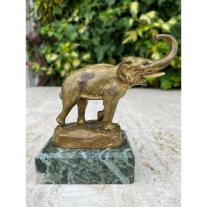 Elephant In Gilt Bronze On Nineteenth Marble Base