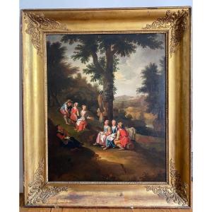 Large Oil On Canvas, Country Scene, Dutch School 18th