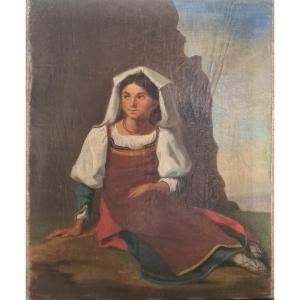 Oil On Canvas XIX Eme 'young Neapolitan Woman'