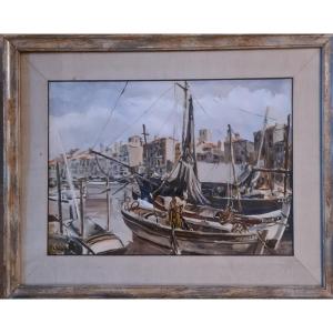 Port Of Toulon 1935 Gouache On Paper