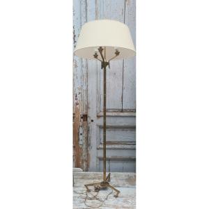 Bamboo Style Brass Floor Lamp 1960