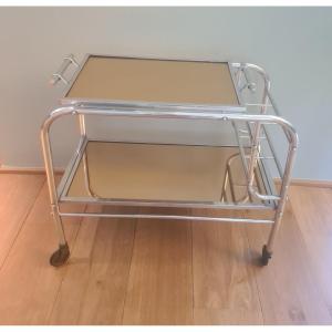 Double-shelf Aluminum Tube Serving Trolley From The 1930s 