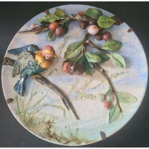 Longwy Slip Dish By Bida Simon Joseph, Late 19th Century