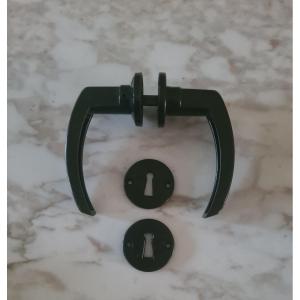 2 Black Bakelite Door Handles, 1930s 