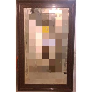 Dutch Style Mirror, Late 19th Century, Black Guilloché And Tortoiseshell