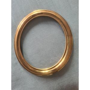 Oval Frame In Gilded Brass, Late 19th Century