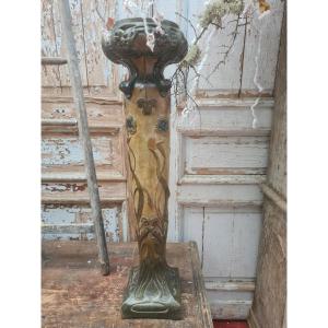 Patinated Plaster Column In The Art Nouveau Style, Circa 1900