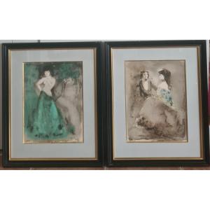 2 Ea Lithographs By Leonor Fini, Framed