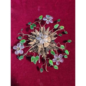 Glass And Brass Ceiling Lamp Attr Maison Bagues