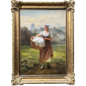 Johann Friedrich Engel (1844-1921) Woman With Basket 