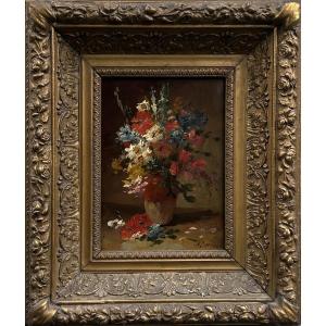 Edmond Van Coppenolle (1846 - 1914) "still Life With Flowers"