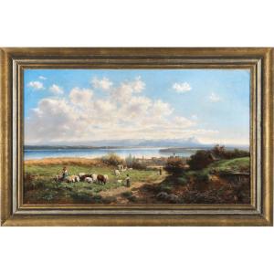 Ernst J. Engelmann (1820 - 1920) - Scene At Lake Chiemsee