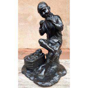 Okimono - Bronze Sculpture By Kakuha Kanzaemon, Japan Meiji Era
