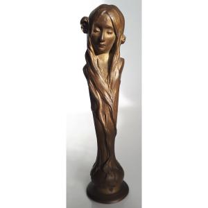 Ophelia, Stamp In Gilt Bronze, By Maurice Bouval