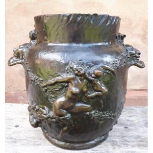 Art Nouveau Bronze Plant Pot, By Joseph Chéret