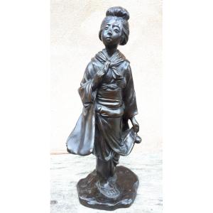 Okimono - Bronze Sculpture By Genryusai Seiya, Meiji Era Japan