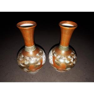 Kutani Porcelain Miniature Vases, Meiji Era Japan