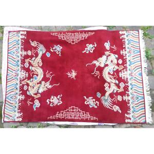 Hand-knotted Chinese Rug With Dragon Decoration, 288 X 198 Cm, China Circa 1920